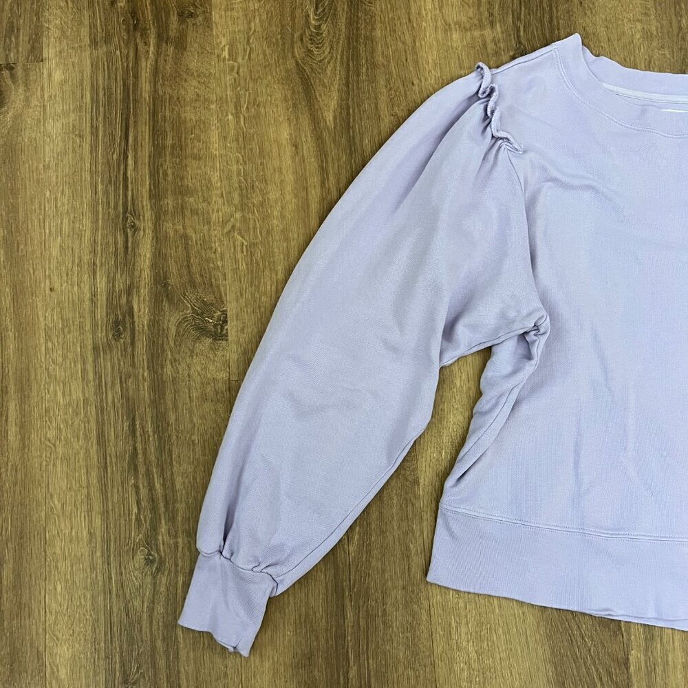 Marie Oliver Cappie Lavender Ruffled Shoulder French Terry Pima Cotton Sz L - Picture 9 of 11